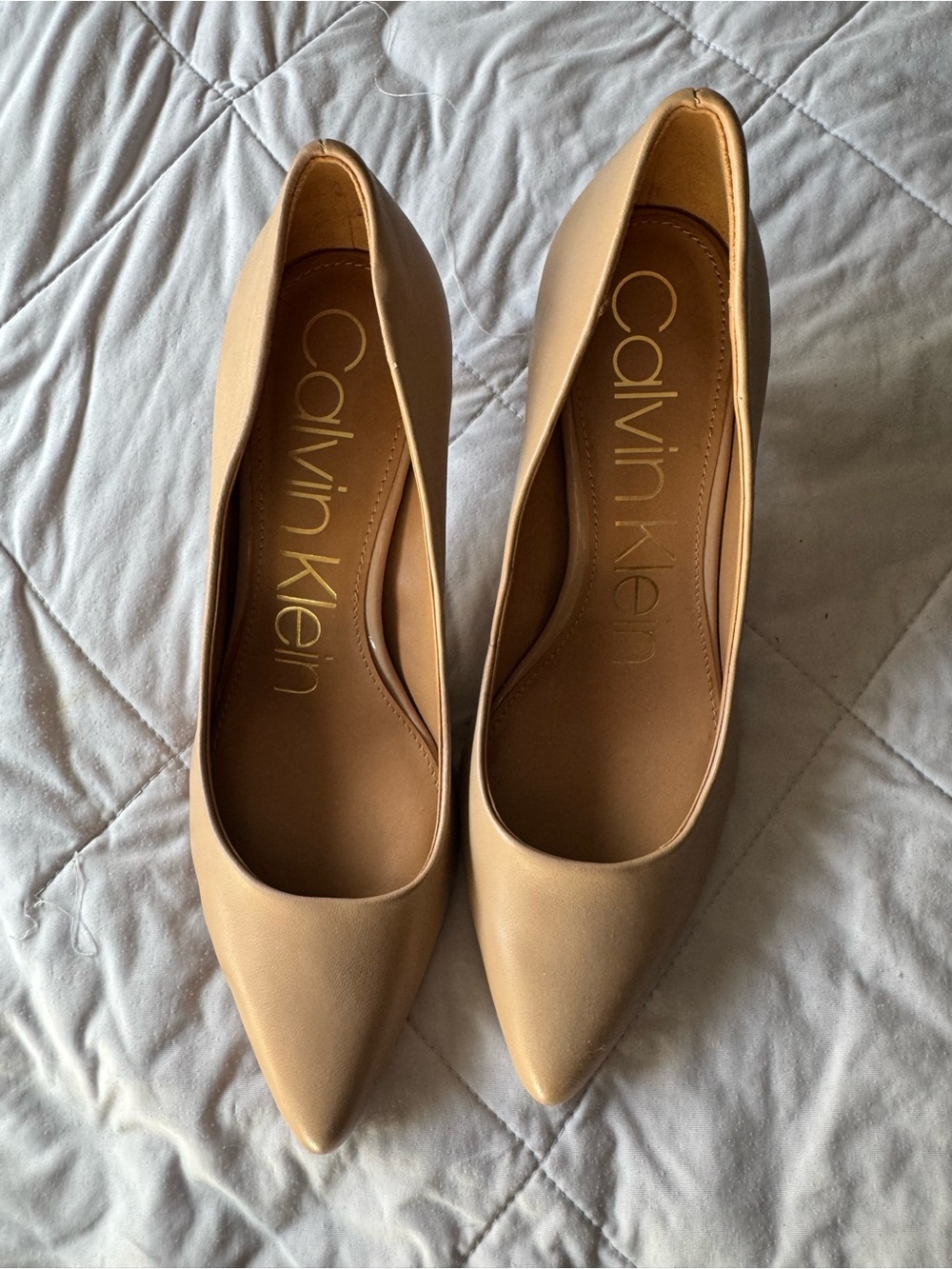 Calvin Klein Beige Pointed-Toe Pumps